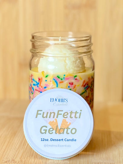 “FunFetti Gelato” 12oz. Dessert-Inspired Candle